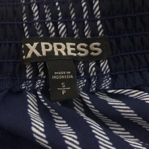 Navy blue, white and coral stripe off the shoulder blouse. - Picture 5 of 6